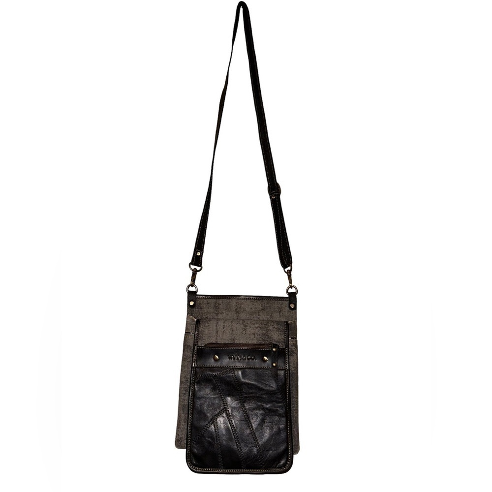 VAAN & CO Crossbody Purse Bag with Leather and Gray